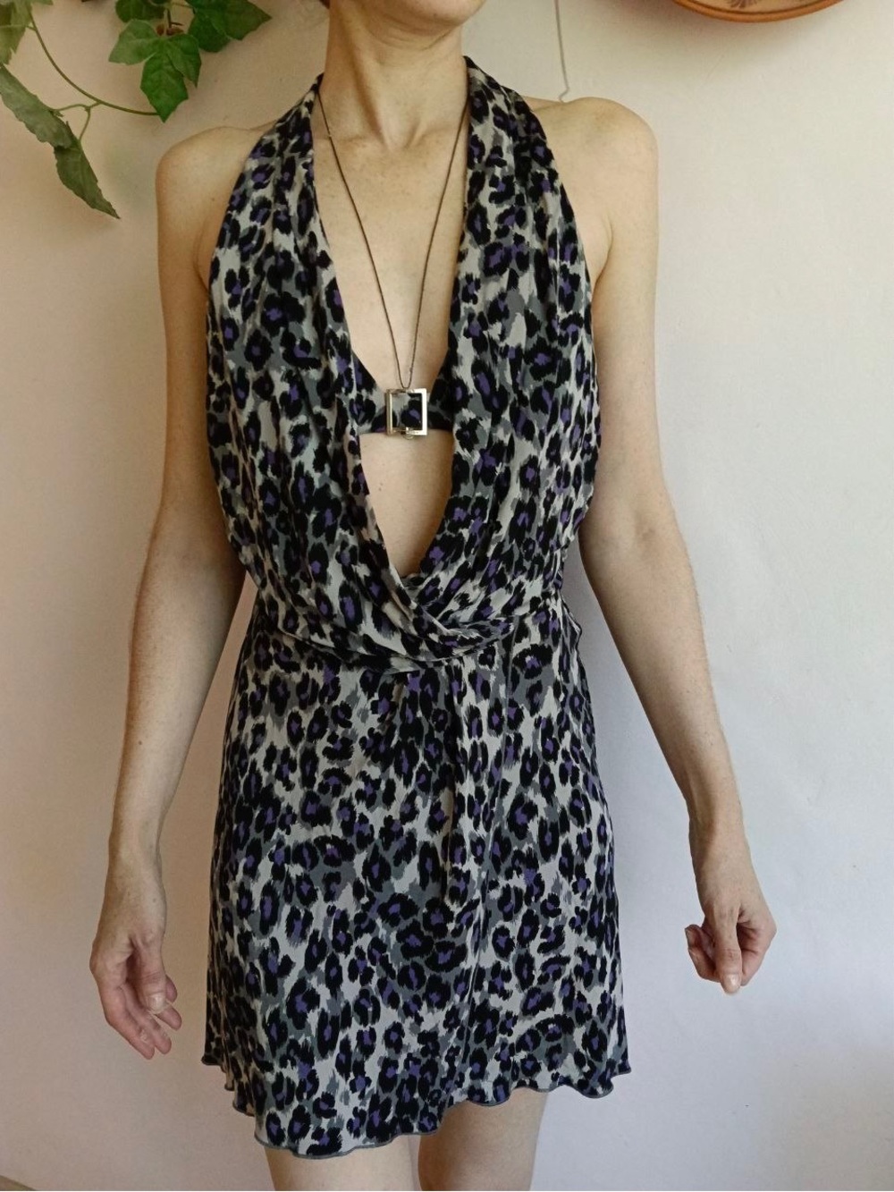 Karen Millen Leopard Halter Mini Dress